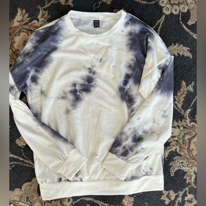 Blue and white sweater top